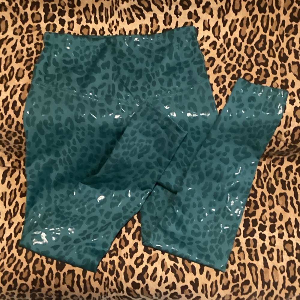 Teal Leopard Print Leggings